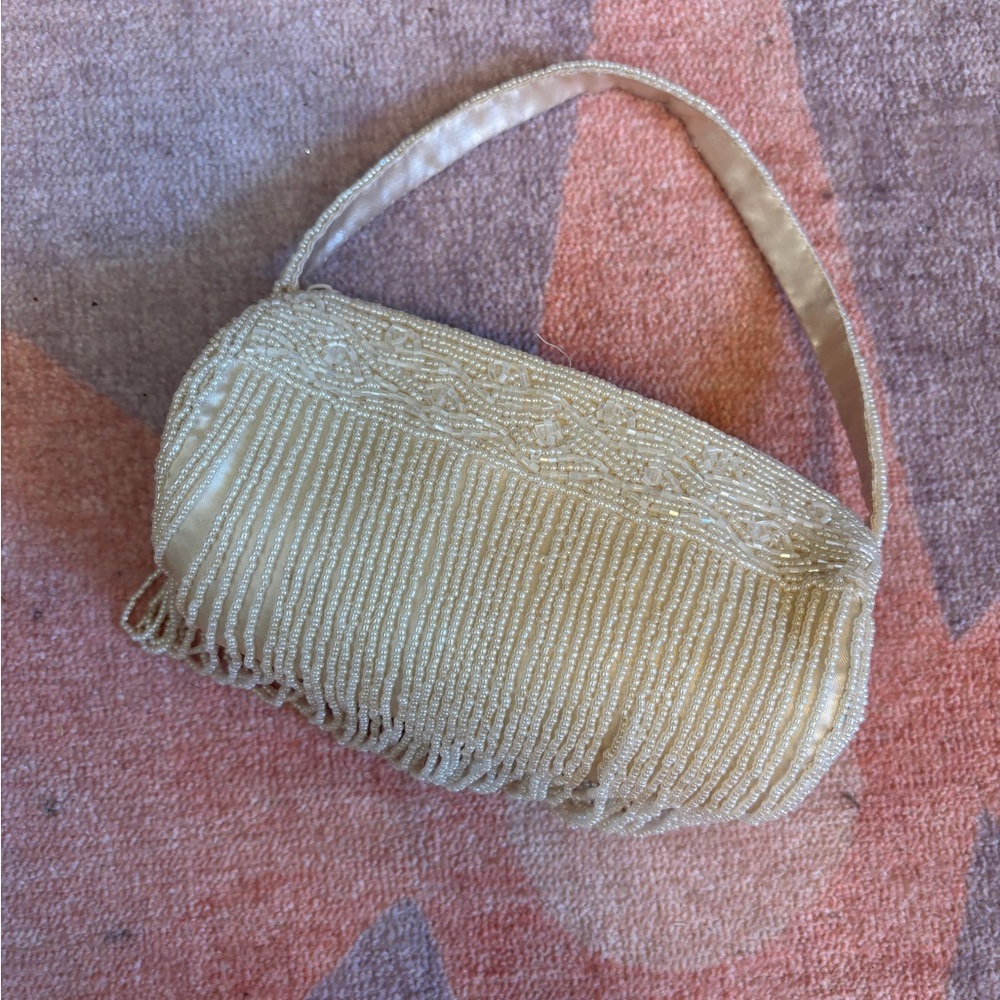 Vintage Cream Beaded Purse